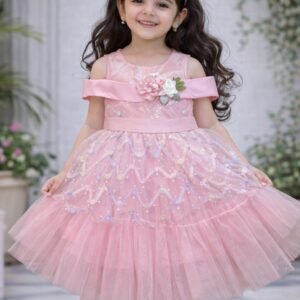 Pink Off Shoulder Floral Frock