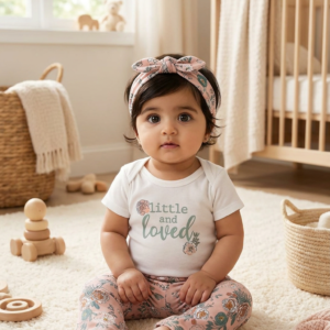 Baby Ruffle Romper, Floral Trouser & headband