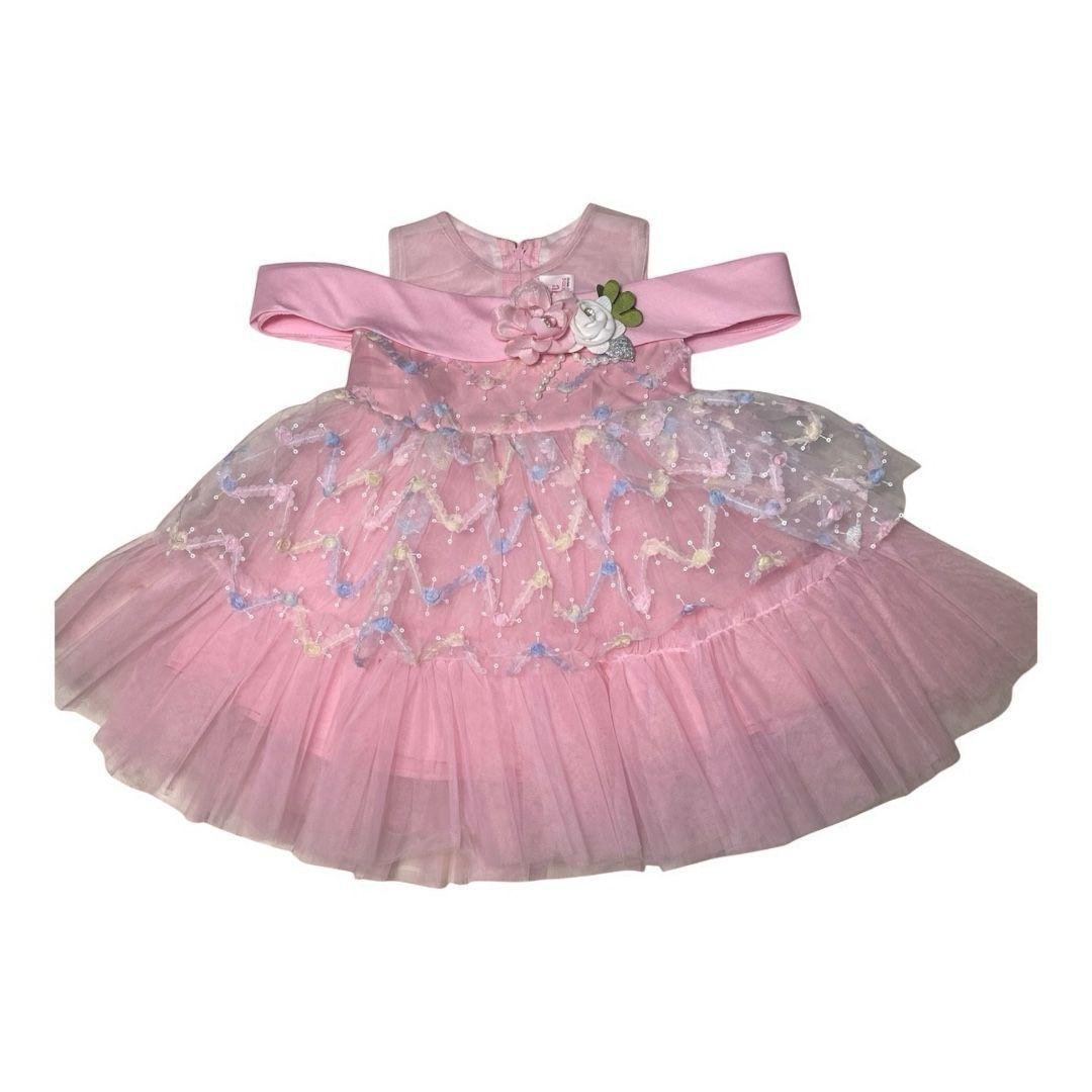 Pink Off Shoulder Floral Frock