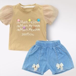 Pom Pom Puffy Shirt & Denim Shorts