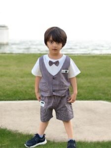 grey striped Englishmen Boys Set
