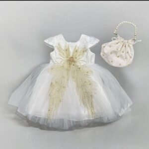 White & Gold Butterfly Frock